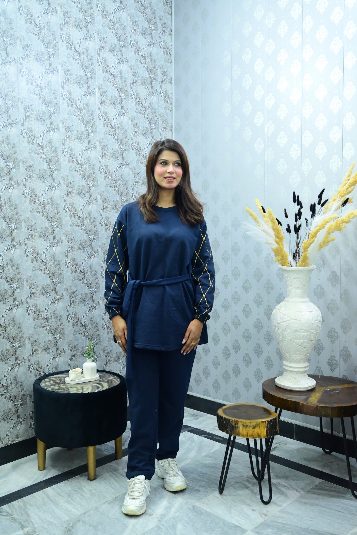 Winter Blue Diamond Printed Co-Ord Set