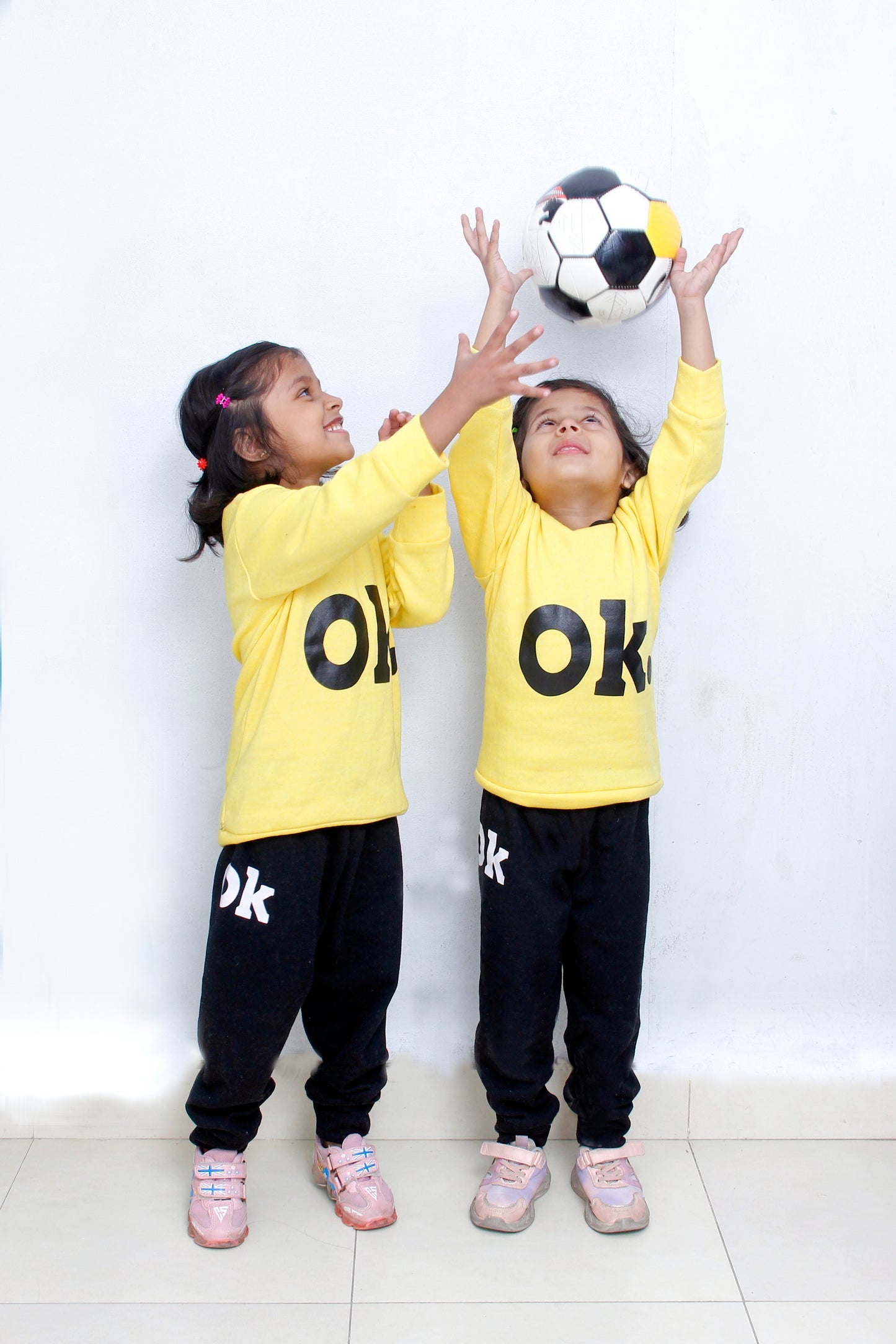 Yellow OK Printed Kids Winter Suit