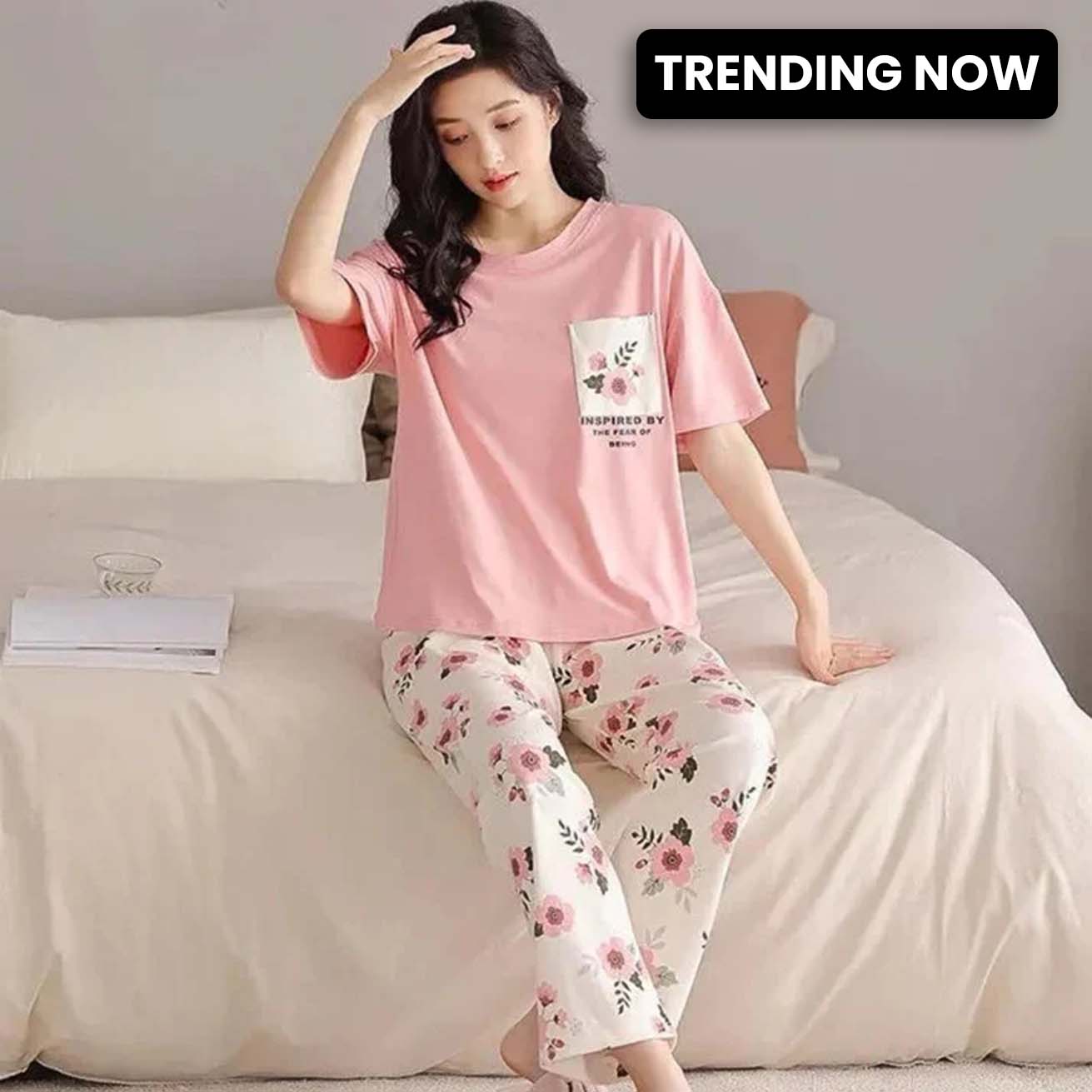 Pink Pocket Printed Night Suit – Night Need