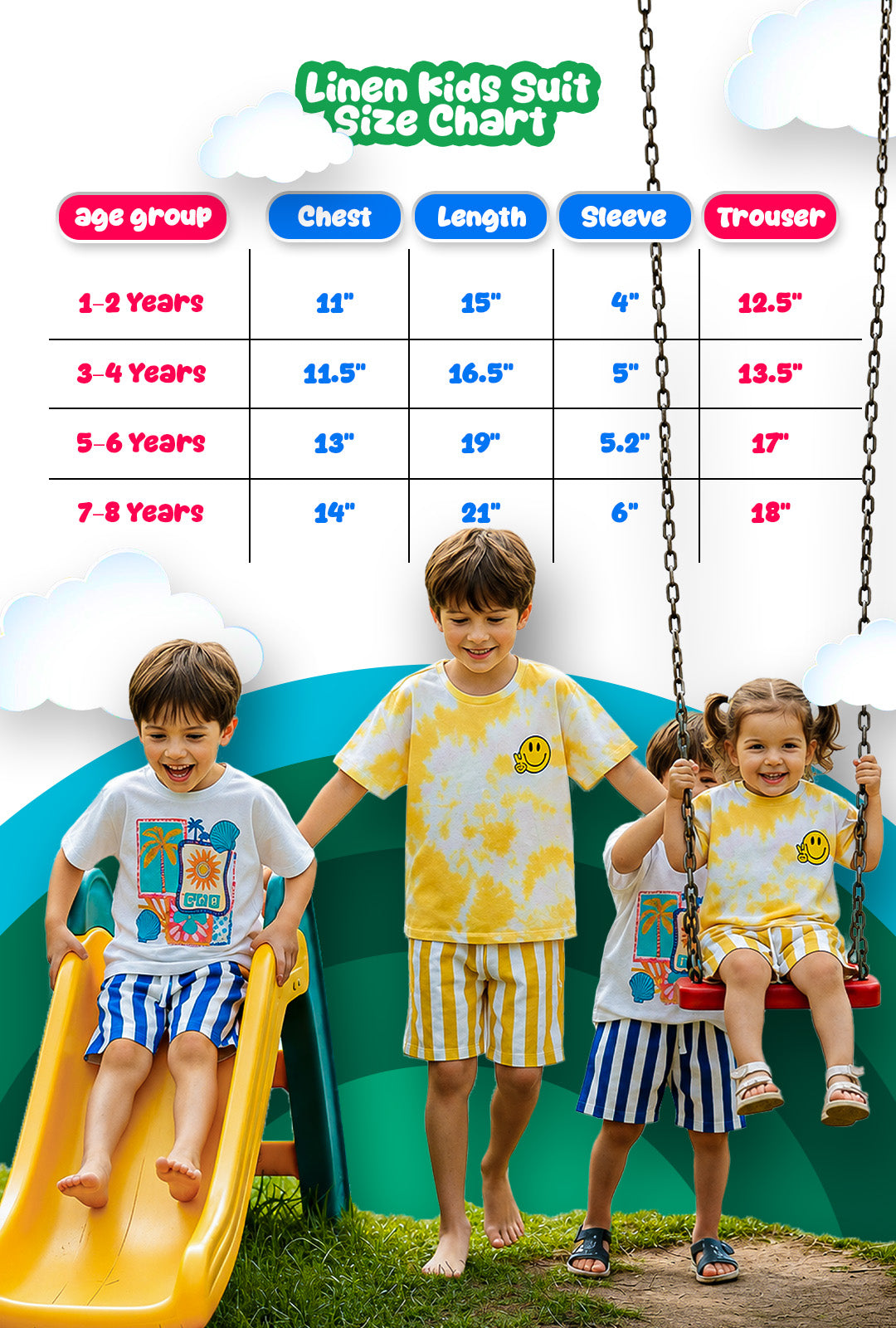 Tree Theme Kids Linen Half Sleeve Tee & Shorts Set
