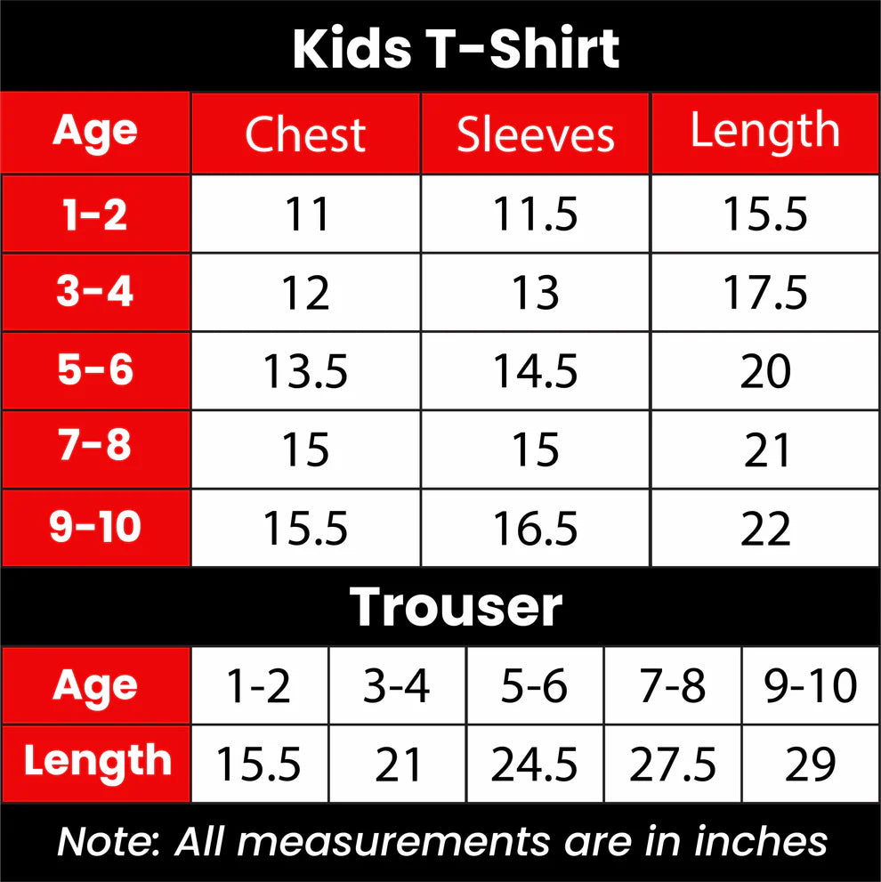 Red Trapezium Half Sleeve Kids Suit (Each)
