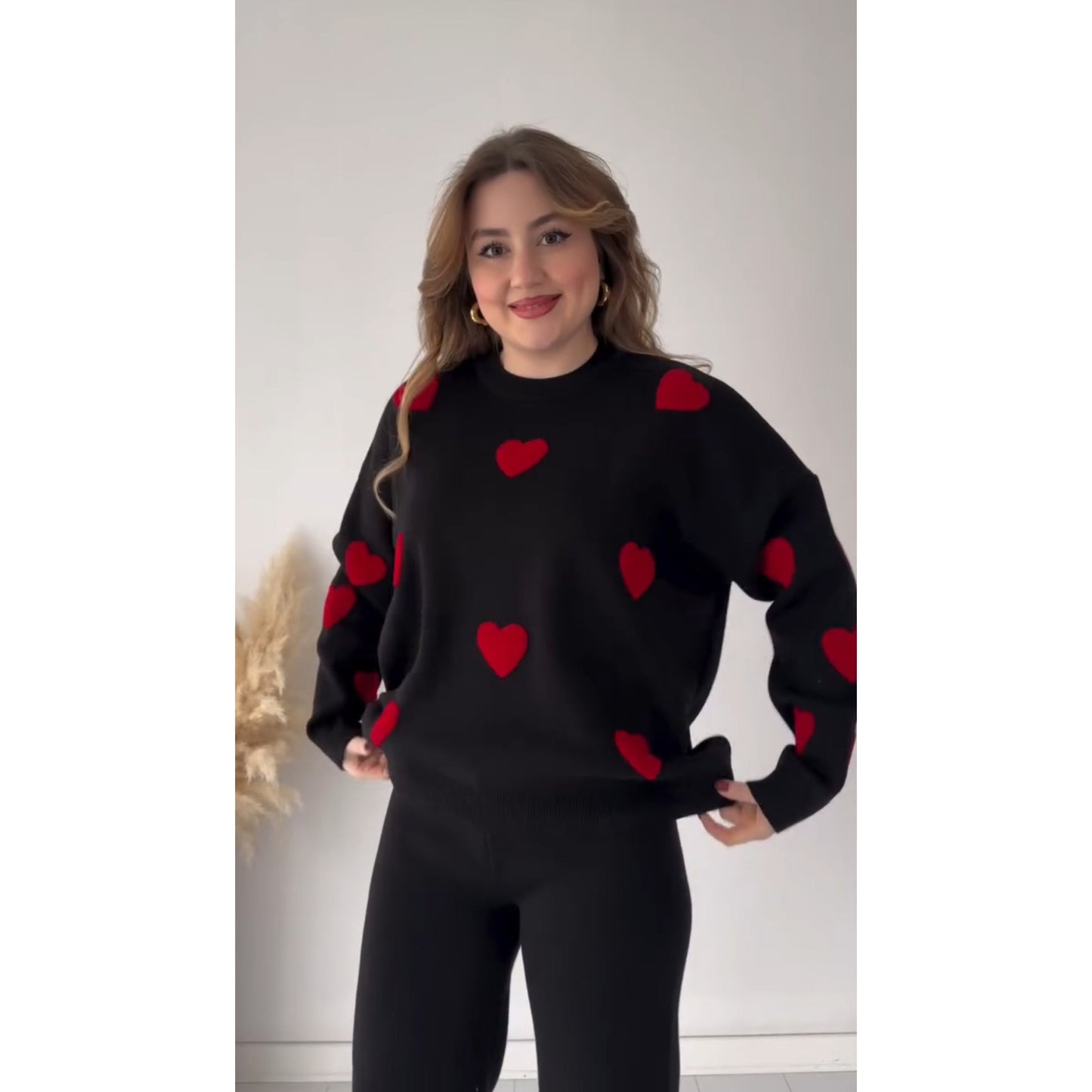 Winter Black Heart Printed Co-Ord Sets