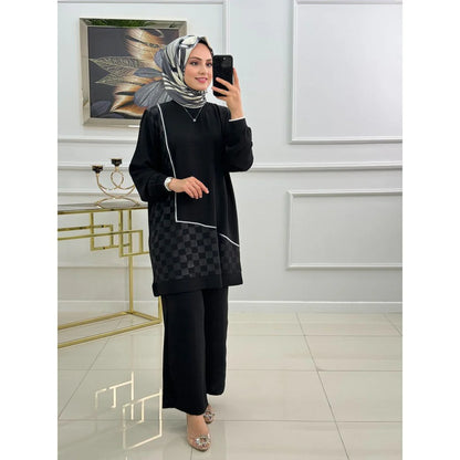 Winter Mosaic Printed Long Sleeves 2 PC Co-Ord Set