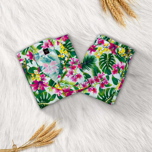 Imported Linen Printed Multi Flower PJ Set-LP14