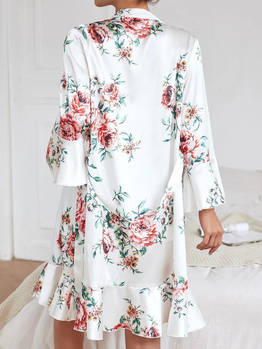 Floral Satin Robe Nighty