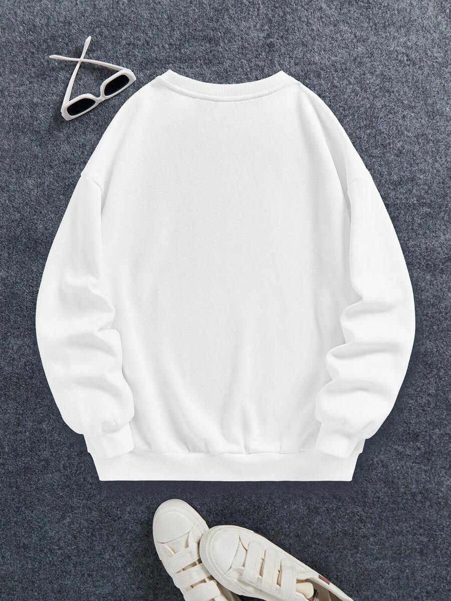 Winter Stars Printed White Sweatshirt