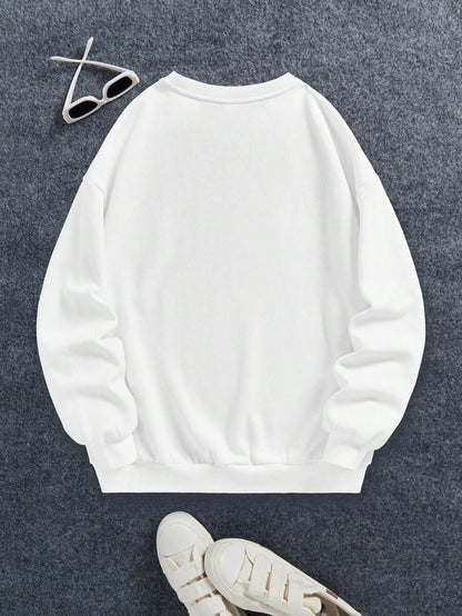 Winter Stars Printed White Sweatshirt