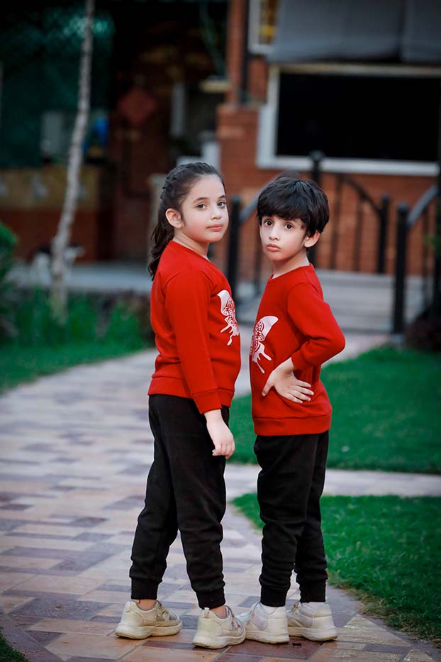 Red Butterfly Printed Kids Winter Suit (Each)