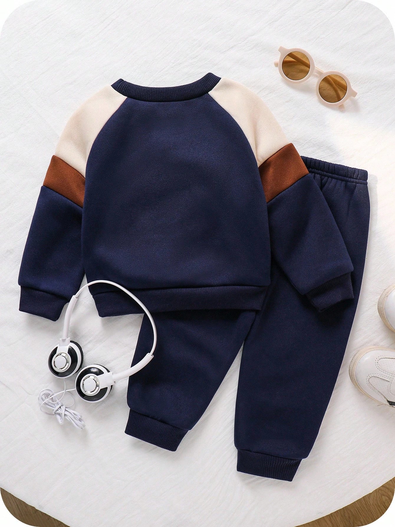 Winter Navy Blue Contrast Printed Kids Winter Suit (Each)