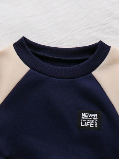 Winter Navy Blue Contrast Printed Kids Winter Suit (Each)