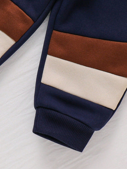 Winter Navy Blue Contrast Printed Kids Winter Suit (Each)