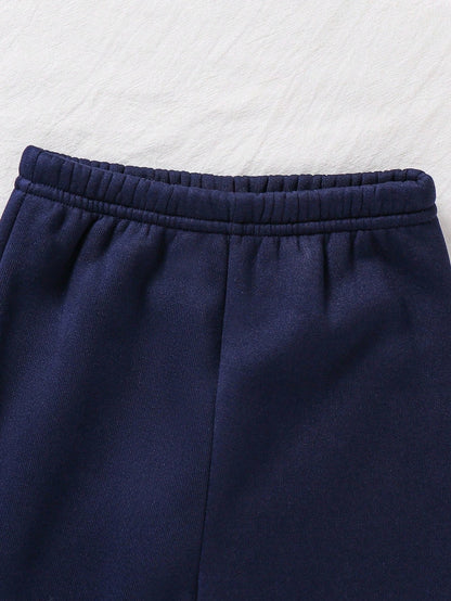 Winter Navy Blue Contrast Printed Kids Winter Suit (Each)