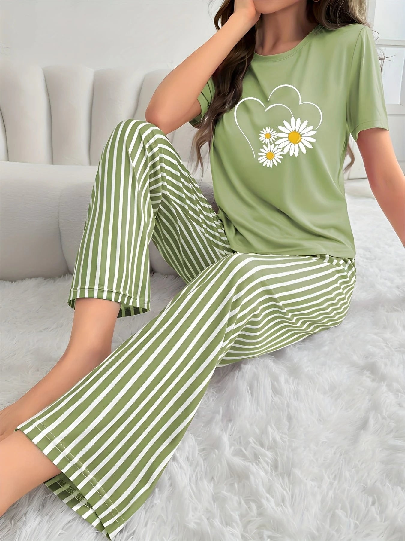 Sunflowers Heart Printed Night Suit