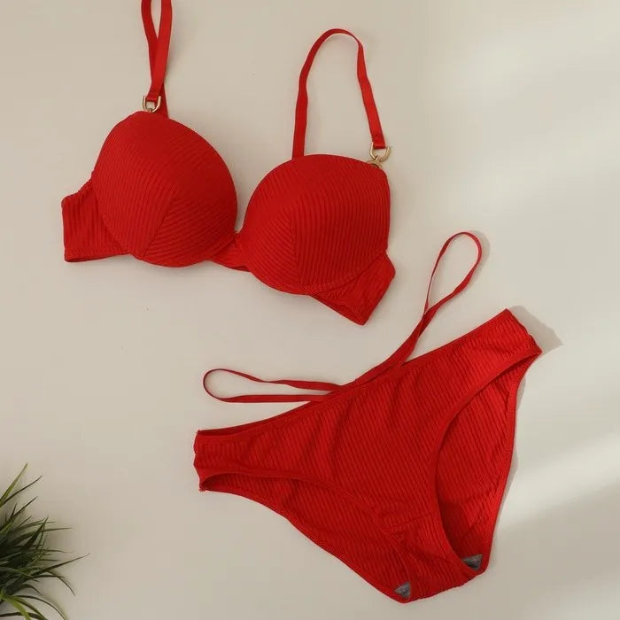Ring Buckle Soft Padded Bra Set