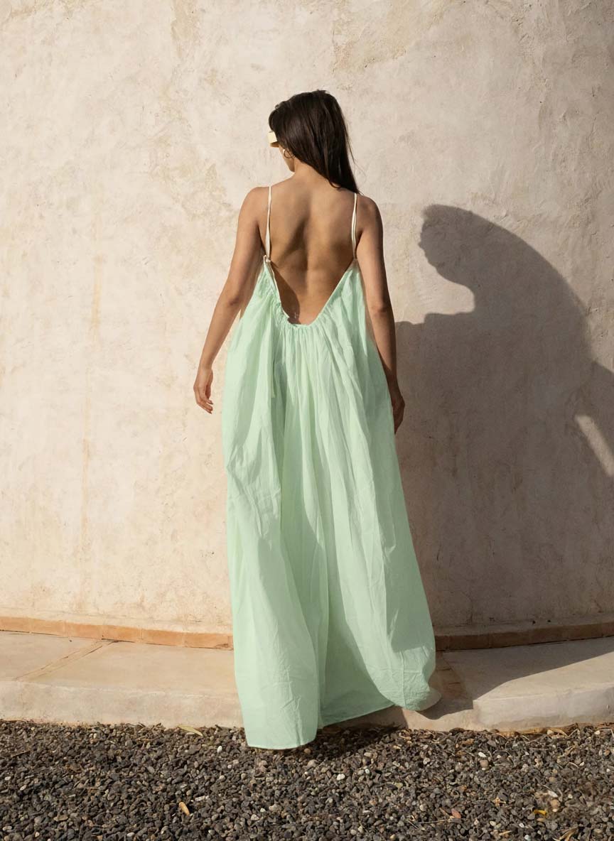 Gathered Maxi Dress With Spaghetti Straps