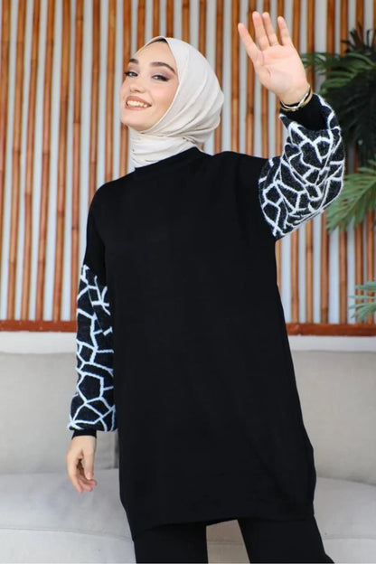 Winter Graffe Printed Long Sleeves 2 PC Co-Ord Set