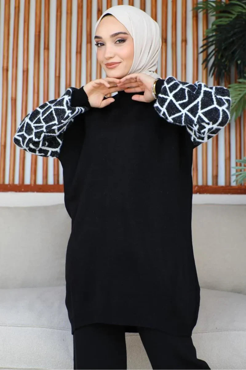 Winter Graffe Printed Long Sleeves 2 PC Co-Ord Set