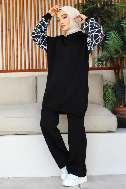 Winter Black Graffe Printed Long Sleeves Co-Ord Sets