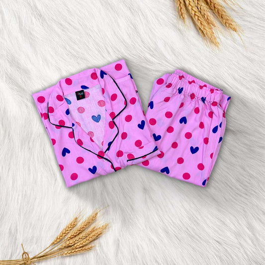 Imported Linen Printed Playful Polka PJ Set-LP20