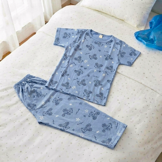 Sky Blue Panda Full Sleeve Kids Suit