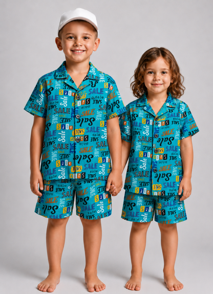 Sale Letters Kids Linen Half Sleeve Tee & Shorts Set