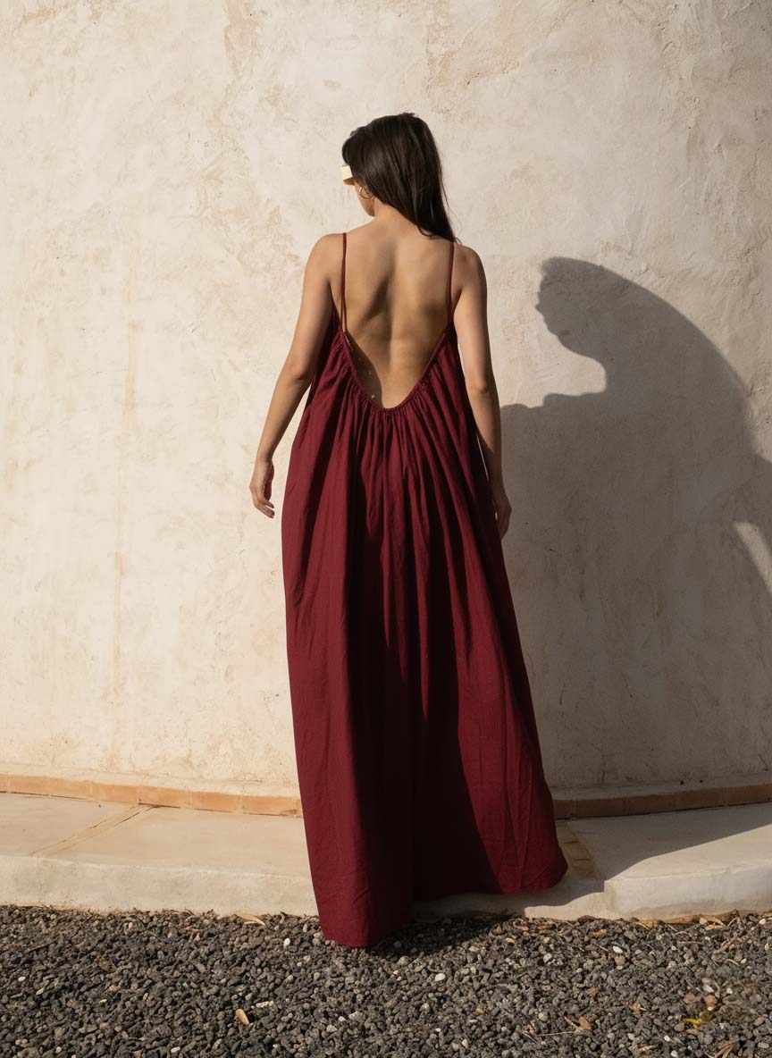 Gathered Maxi Dress With Spaghetti Straps