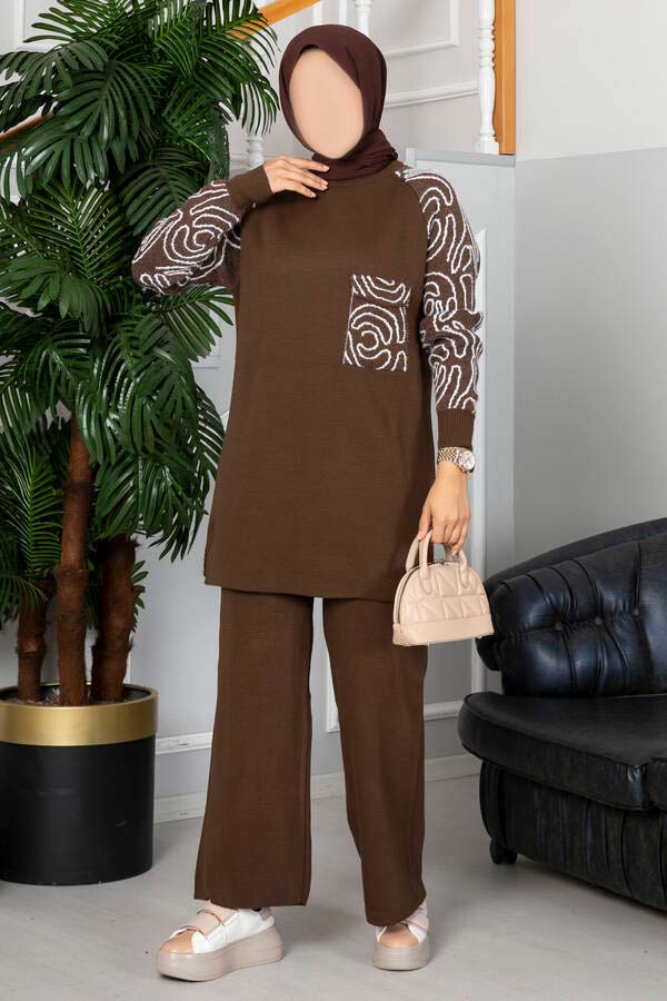 Winter Wood Printed Style Long Sleeves 2 PC Co-Ord Set