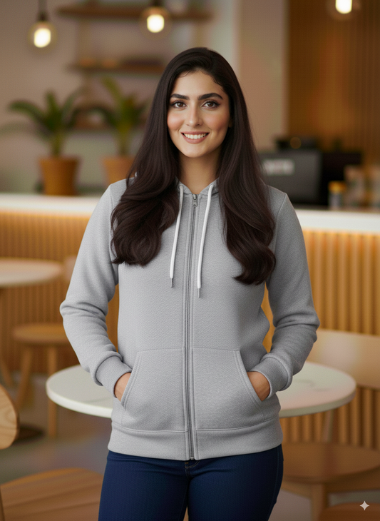 Winter Grey Zipper Hoodie