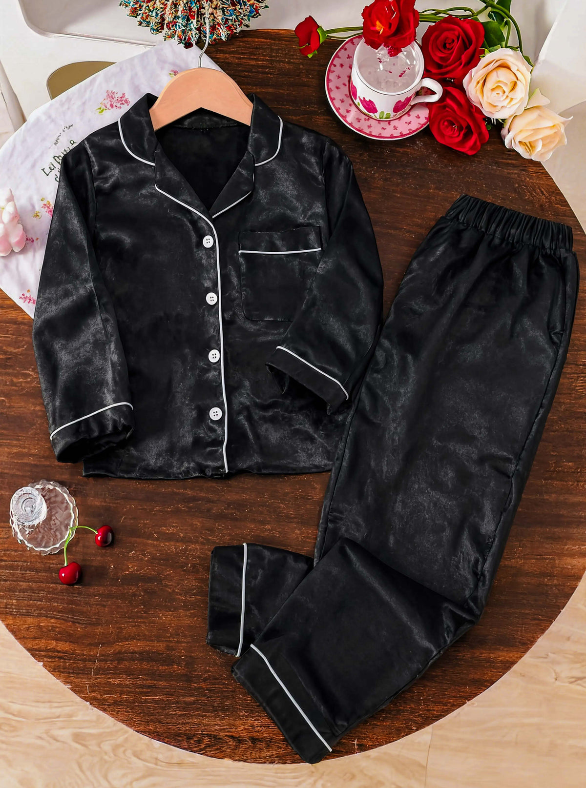 Kids Silk PJ Set - Black