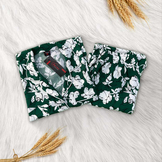 Imported Linen Printed Green Glow PJ Set-LP8