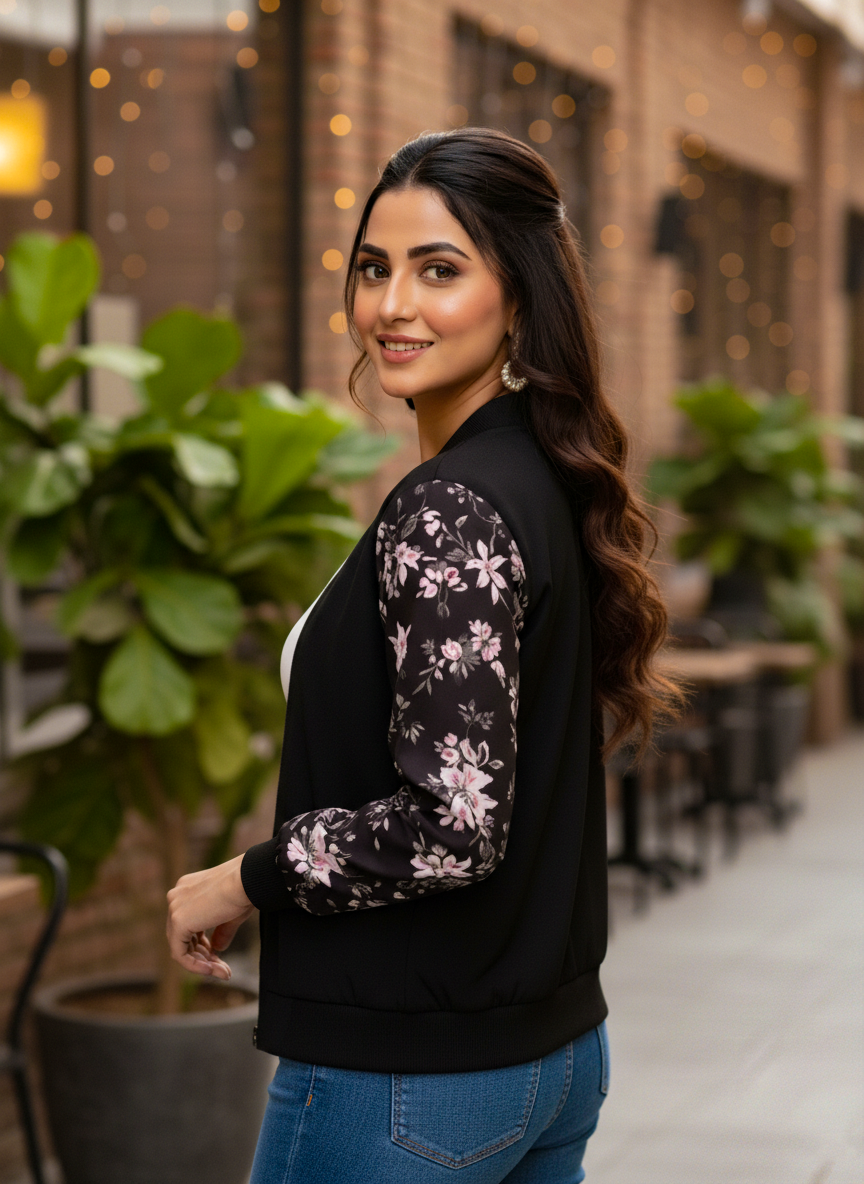 Winter Fleece Floral Printed Jacket For Women