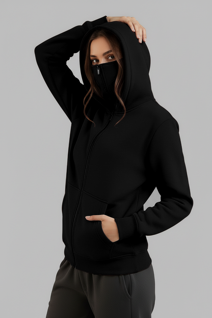 Winter Balaclava Ninja Zipper Hoodie Jacket For Women