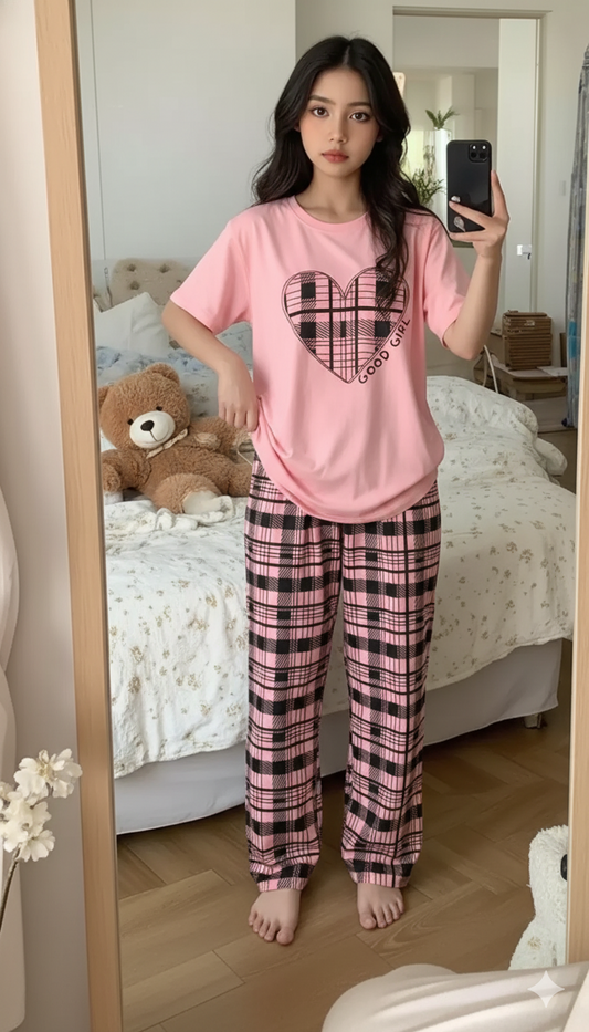 Good Girl Printed Half Sleeve Night Suit (7-16 Years)