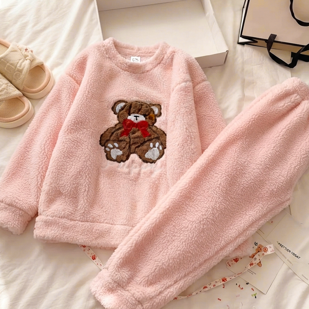 Winter Premium Fleece Happy Panda Printed Night Suit