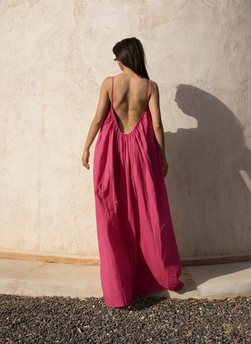 Gathered Maxi Dress With Spaghetti Straps