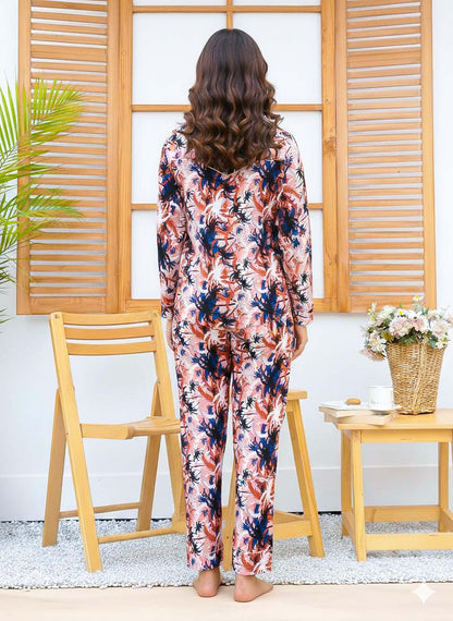 Imported Linen Printed Tree Pattern PJ Set-LP18
