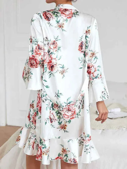 Floral Satin Robe Nighty