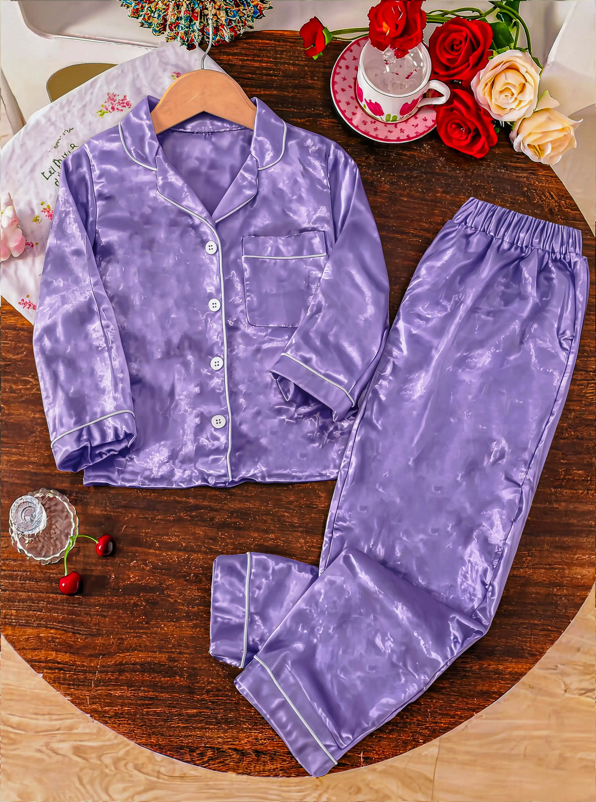 Kids Silk PJ Set - Light Purple