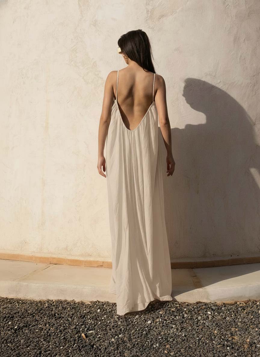 Gathered Maxi Dress With Spaghetti Straps