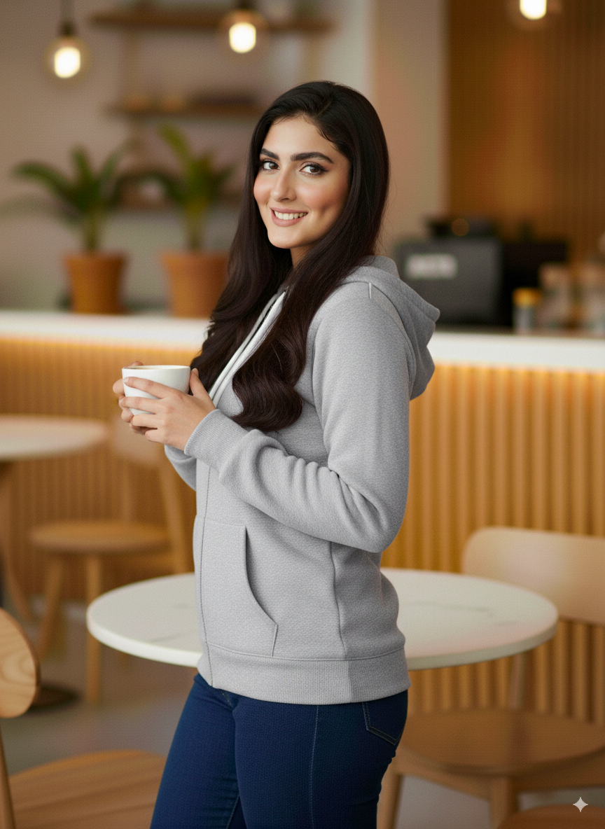 Winter Grey Zipper Hoodie