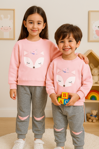 Pink Fox Printed Kids Winter Suit (Each)