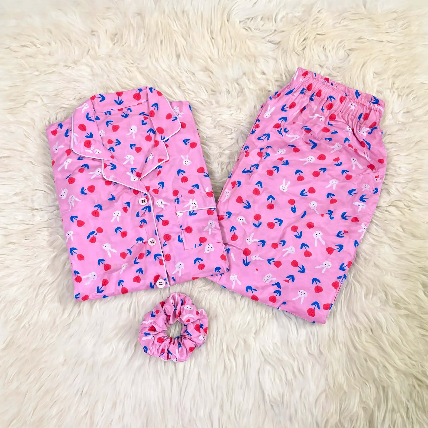 Imported Linen Printed Pink Rose PJ Set-LP21