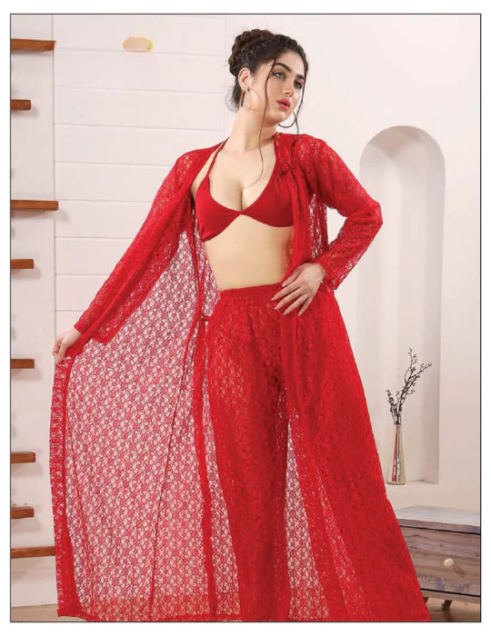 4 Piece Net Nighty Set