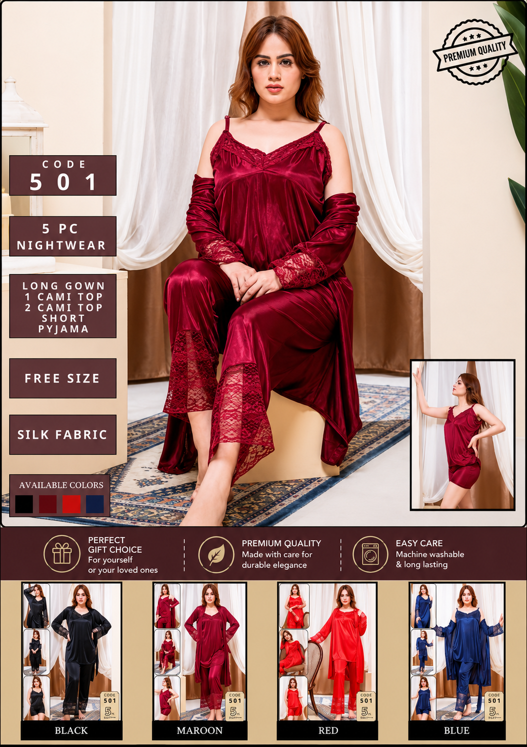 5 Piece Bridal Cami Nighty