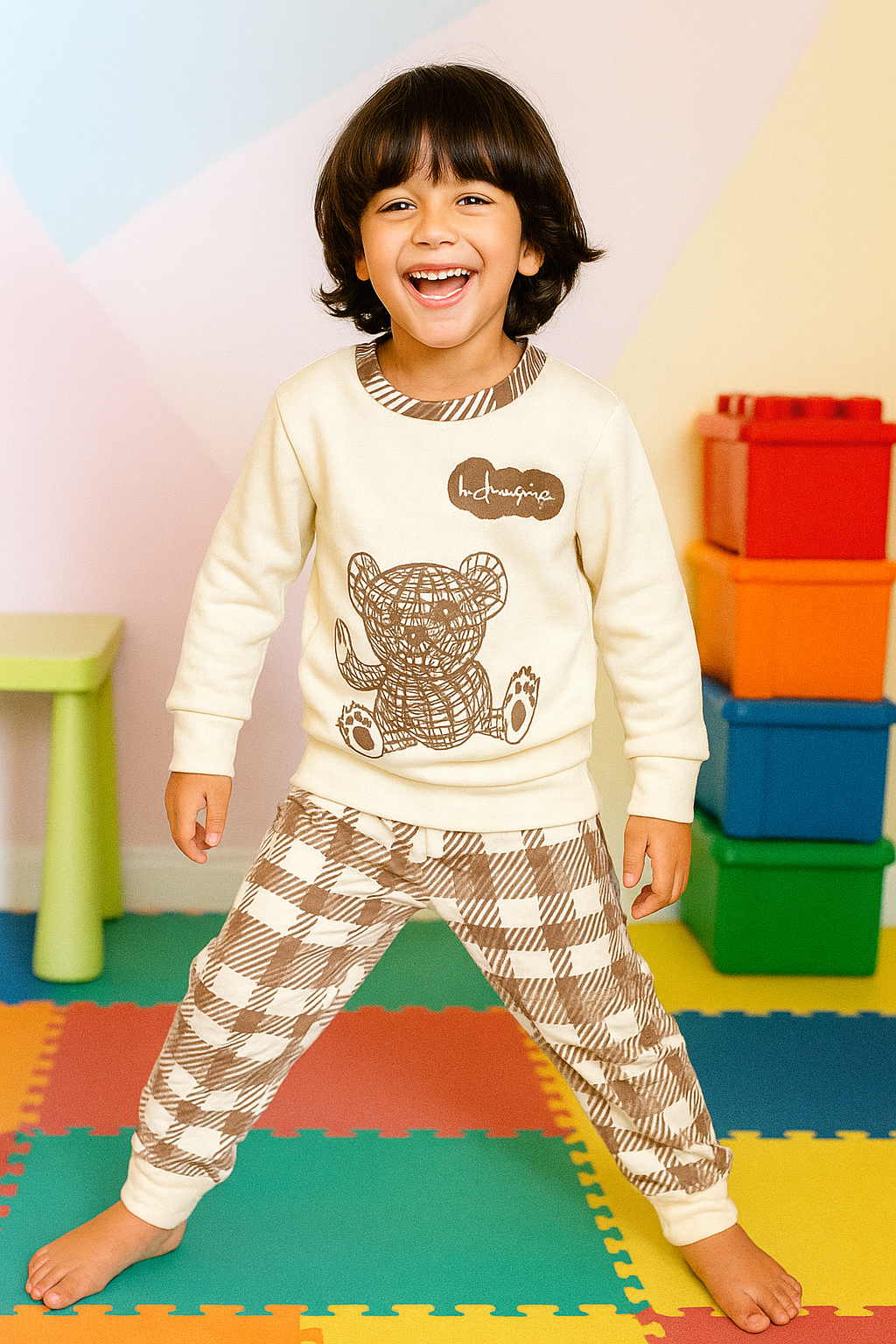 Check Bear Printed Kids Winter Suit (Each)