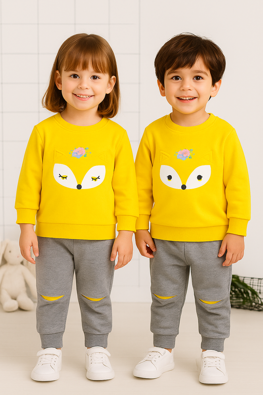 Yellow Fox Printed Kids Winter Suit (Each)