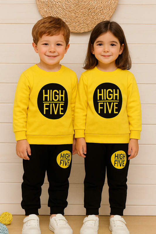Yellow High Five Printed Kids Winter Suit (Each)