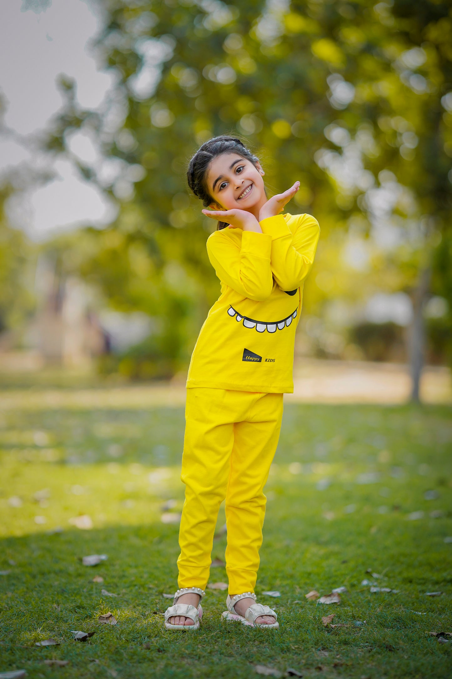 Yellow Smiley Printed Kids Winter Suit (Each)