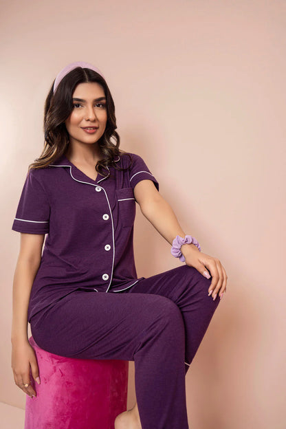 Purple Gown Night Wear