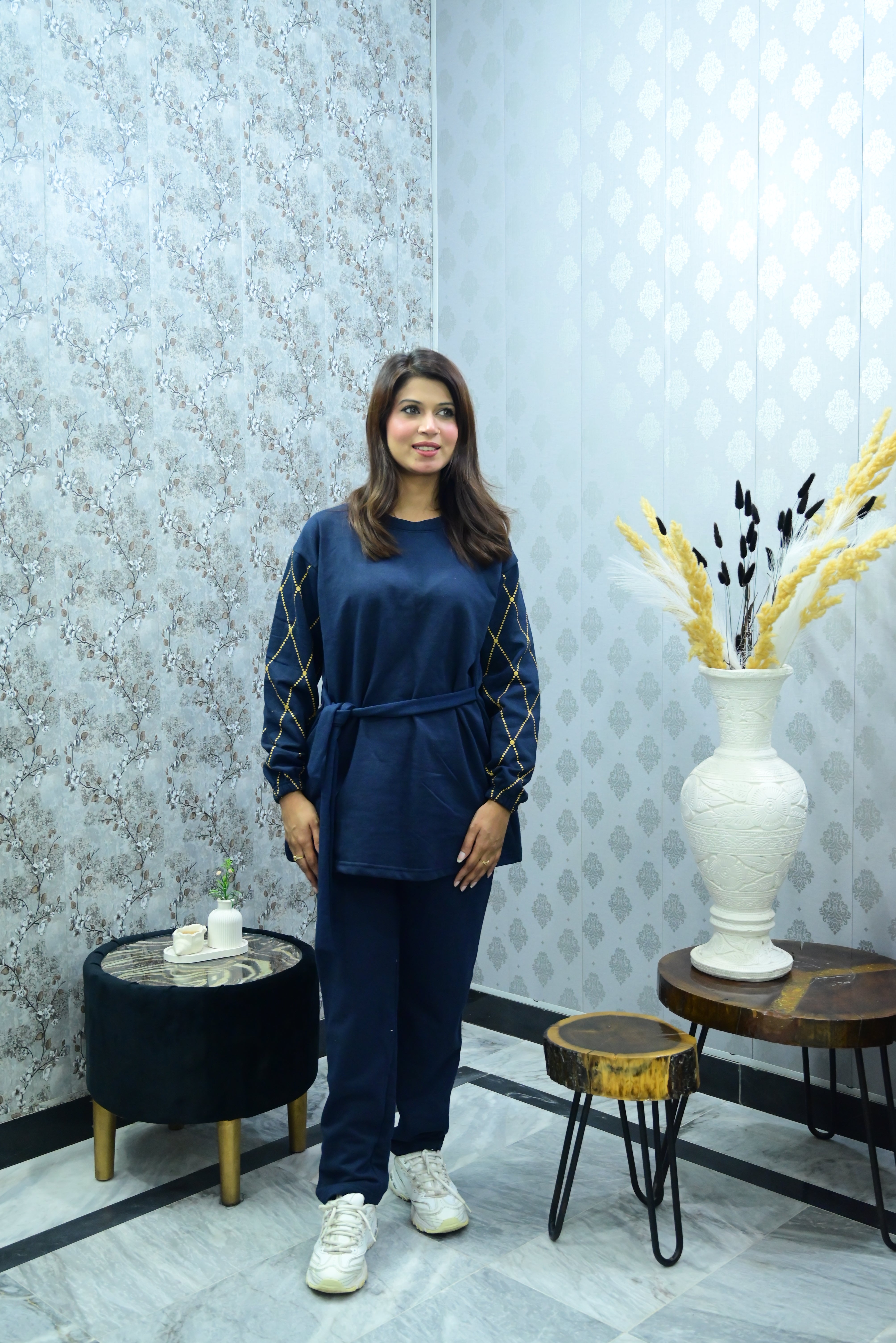Winter Blue Diamond Printed Co-Ord Set